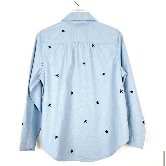 Aerie Flannel Boyfriend Pajama Top Monaco Blue Star Print Size M - Picture 4 of 5